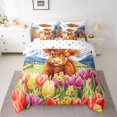 thumbnail image 2 of Homewish Kawaii Cow Kids Bedding Comforter Set 7 Pieces, Cartoon Colorful Tulip Full Bedding Set, Funny Farmhouse Animal Reversible Fitted Sheet Flat Sheet, Ultra Soft Bedroom Decor, 2 of 7