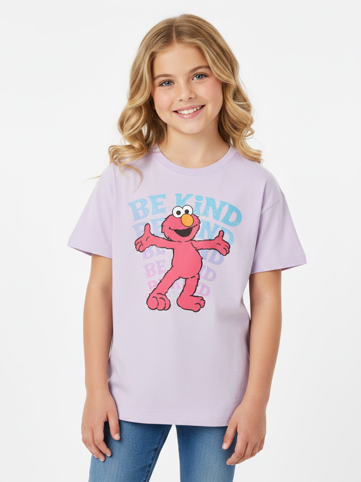 Sesame Street Girls' Elmo Graphic Tee with Short Sleeves, Sizes 4-16