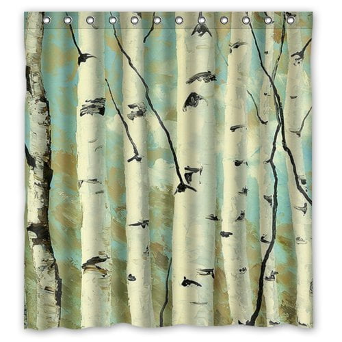 MOHome forest landscape Wilderness Birch Tree Shower Curtain Waterproof
