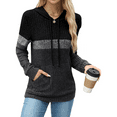 thumbnail image 2 of Qaspx Lightweight Womens Hoodies Color Block Hooded Sweatshirts Long Sleeve Shirts Tops, 2 of 7