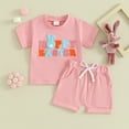 thumbnail image 2 of Okbabeha Toddler Baby Girl Summer Clothes Outfits 0 3 6 9 12 18 24Months 2t 3t Letter Short Sleeve Top Shirt+Short Pants Set, 2 of 7
