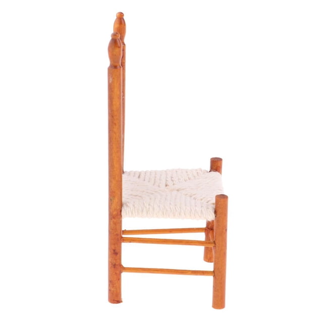 Silla de madera en miniatura para muebles de casa de muñecas, accesorios de comedor, escala 1/12 marrón