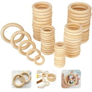 5ARTH 60Pcs Unfinished Wooden Rings for Crafts, 5 Different Sizes Solid Wood Rings for Macrame, DIY Wood Hoops Ornaments and Connectors Jewelry Making