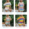thumbnail image 4 of Camisa a rayas casual para mujer Rayas arcoíris O-cuello de manga corta Jersey de gran tamaño Tops d Abanopi Tipo4/L, 4 of 7