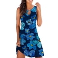 thumbnail image 2 of Robes Robe d'Été Femmes Décontractée Été en Vrac Imprimé Floral Débardeur Robe Creuse Plage Robe Sans Manches Bleu Foncé XXL, 2 of 5