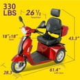 thumbnail image 3 of QEEKA Heavy-Duty 3-Wheel Mobility Scooter with Adjustable Seat Backrest & Height, Red, 330 lb Limit, 3 of 12
