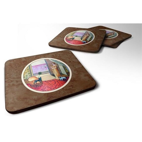 French Bulldog & Lady Foam Coaster, Set of 4