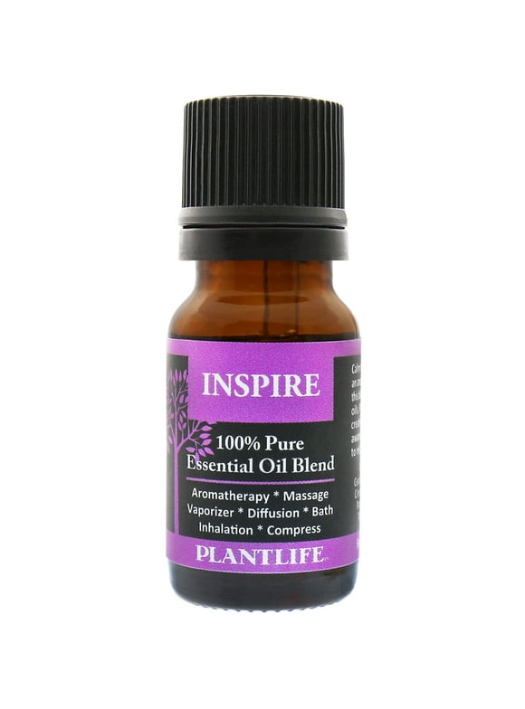 Plantlife Inspire Aromatherapy Essential Oil Blend - Straight From The Plant 100% Pure Therapeutic Grade - No Additives or Fillers - Made in California 10 ml
