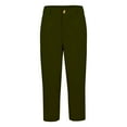 thumbnail image 4 of Audhol Straight Leg Pants Women! New Women's Solid Color Casual Pants Summer Waisted Straight Leg Button Wide Leg Pants Pants Womens Straight Leg Pants Green M, 4 of 5