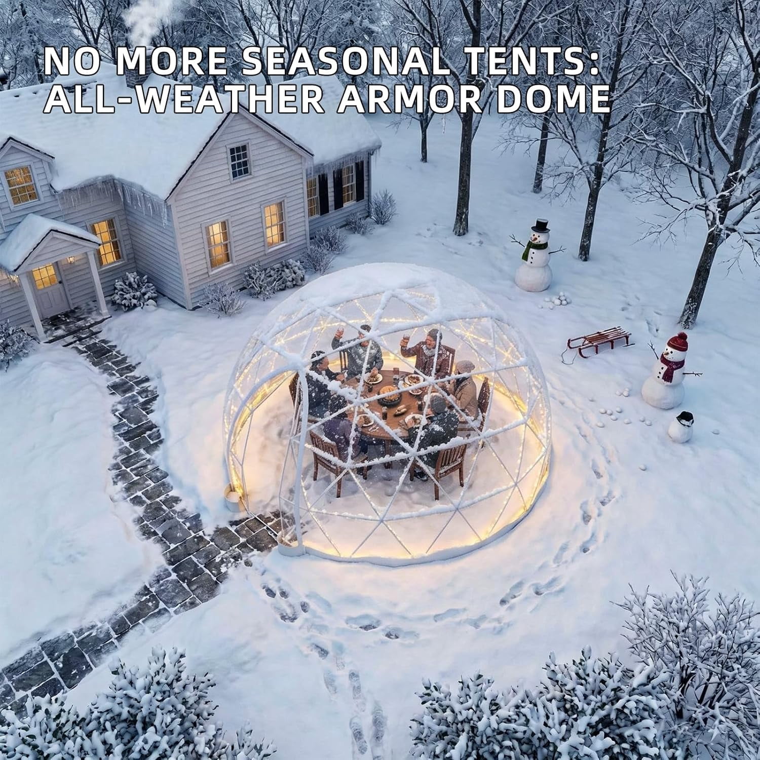 Akaber Garden Dome Tent, Outdoor Transparent Bubble Tent for 2-8 People, TPU Greenhouse Igloo Tent with 2 Window for Patio, Camping, Events