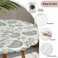 thumbnail image 3 of Boho Sage Green Floral Round Tablecloth for 55-60 Inch Tables,Fitted Table Cover with Elastic Edge,Vintage Farmhouse Paisley Plant Waterproof Outdoor Table Cloth Protector for Patio Garden Dinner, 3 of 9