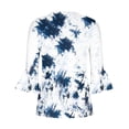 thumbnail image 4 of ICHUANYI Clearance Women‘s Summer Sexy Fold Printed Regular Women 3/4 Sleeves V Neck Button Tops Blouse(Dark Blue, XXL) ICHUANYI WER2023080711445, 4 of 5