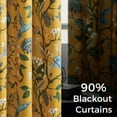 thumbnail image 4 of Topfinel Fancy Hummingbird Patterned Curtain,Mustard Yellow Curtains for Living Room, Thermal Insulated Blackout Curtains for Bedroom, Floral Vintage Lemon Curtains 72 inch Length 2 Panels Set, 4 of 10