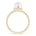 thumbnail image 2 of ANGARA Japanese Akoya Cultured Pearl Twisted Rope Shank Ring in 14K Yellow Gold for Women | June Birthstone, Birthday, Anniversary, Jewelry Gift for Women | Pearl Ring, 2 of 11