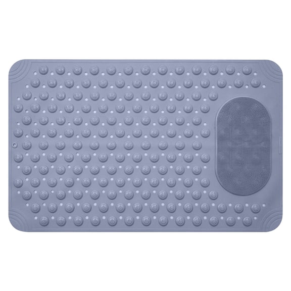 Non Slip Bathtub Mat, Anti Mold Shower Mat with Drain Holes, 27.56" x 14.57" Massage Textured Foot Scrubber Bath Mat, Soft Waterproof Anti Skid Bathroom Floor Mat for Inside Shower Tub, Dusty Blue