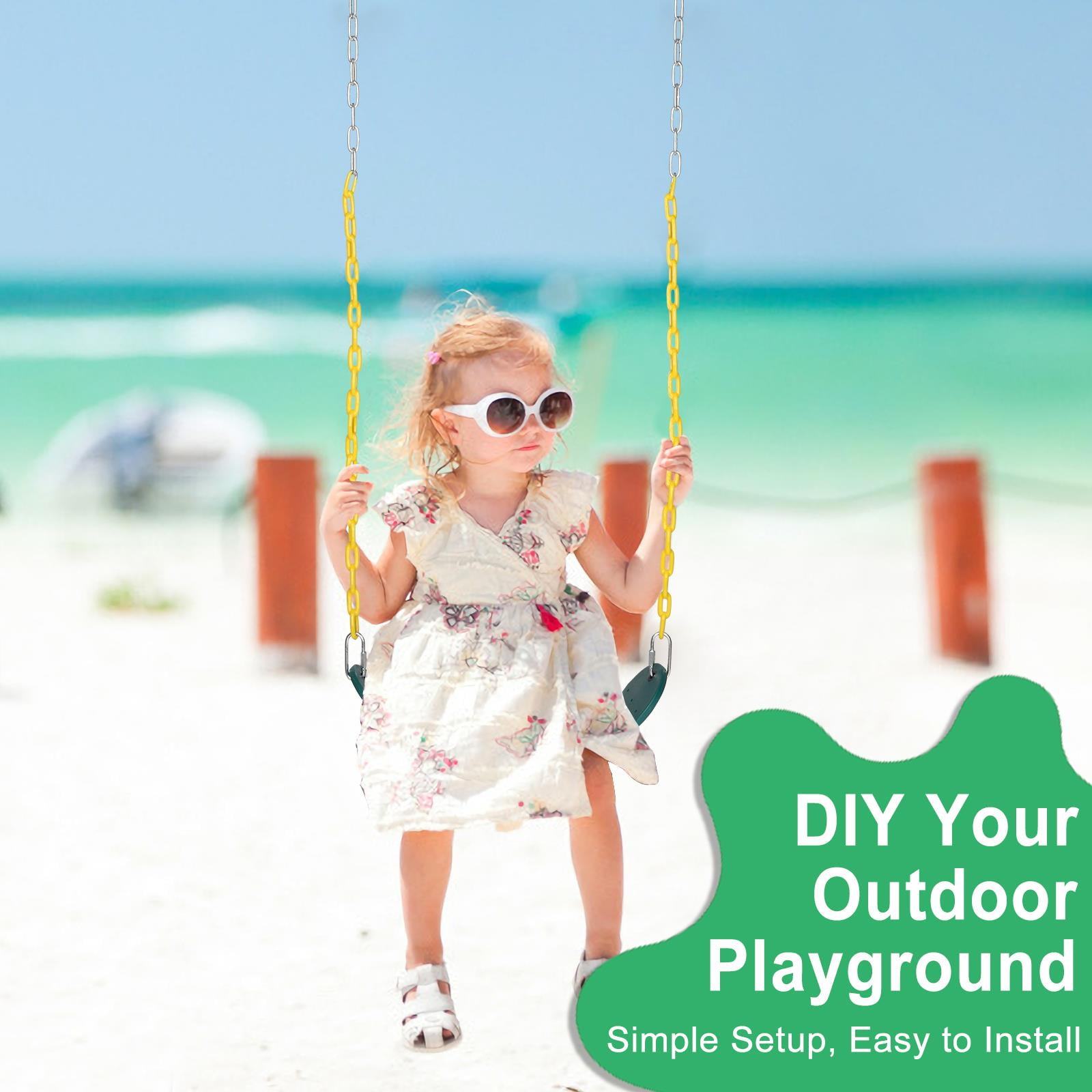 GoDecor 60" Kids Belt Swing with Chain, Green
