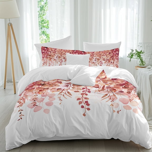 Farmhouse 4 piece Duvet Cover Set, Comfort Bedding Set California King Size Include a Duvet Cover, a Bed Sheet, 2 Pillowcase with Zipper for All Season