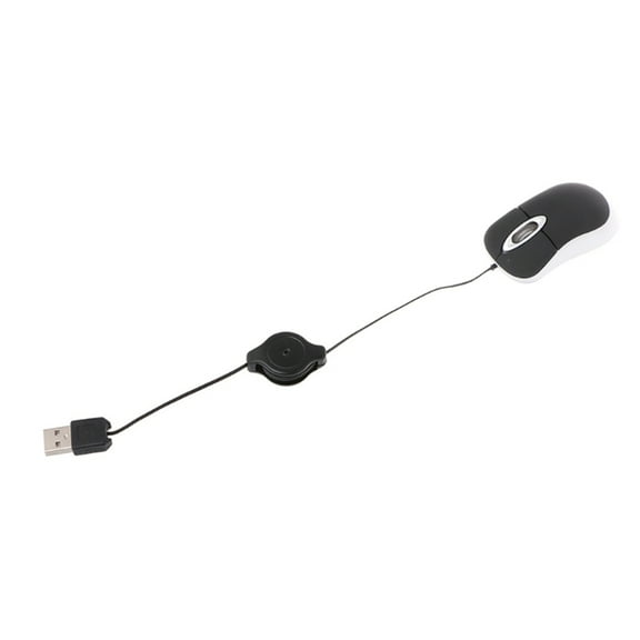 MLINS 2Pc Mini Compact Travel Optical Mouse with Retractable Cord for Black Plug and .94
