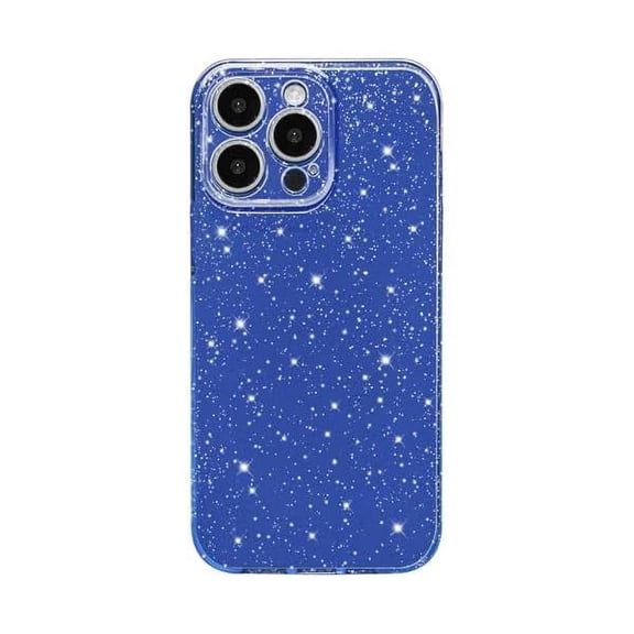 FU1999 Case for iPhone 15 Pro Case Glitter Cute Sparkly Shiny Bling Sparkle Phone Cases 6.1", Thin Slim Fit Soft TPU Bumper Shockproof Rubber Protective Cover for Women Girls Girly, Dark Blue