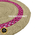thumbnail image 4 of DN HANDICRAFT Sisal Mat Living Room Reversible Eco-Friendly Floor Jute Kitchen Carpet Brown Pink Round Area Rug (3x3 Sq Feet), 4 of 5