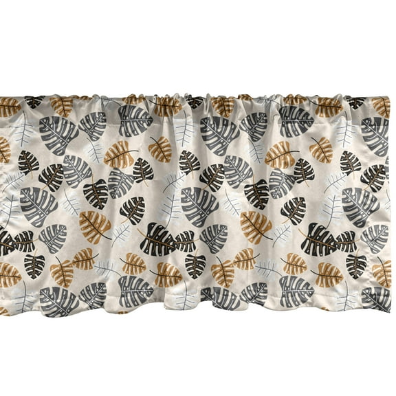 Ambesonne Leaves Window Valance, Tropical Hawaiian Plantation, 54" X 12", Champagne Multicolor