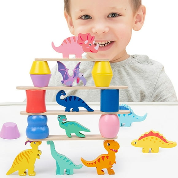 zanvin Dinosaur Toy, Dinosaur Toys for 1 2 3 4 Year Old Toddlers Early Education Toys for Ages 2-4 Boys Girls Kids Wooden Dinosaur Blocks Sorting Stacking Toys for Toddler, Christmas Gifts