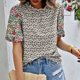 thumbnail image 4 of Blusas de Manga Corta para las Mujeres Imprimir Cuello de Pie Top Casual, Blusas para las Mujeres Casual, 4 of 6
