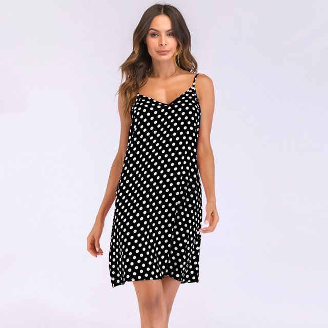Vestido de mujer, cuello en V, sin mangas, con tirantes finos, sin espalda, vintage Eccomum XL negro