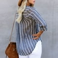 thumbnail image 3 of Lady Top,Blusa de Manga Larga a Rayas con Cuello en V para Mujer Camisa a Rayas con Cuello en V para Mujer Elaborada por Expertos, 3 of 5