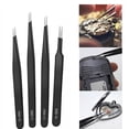 thumbnail image 6 of Anti Rust Stainless Steel Tweezers Set of 10/11 for Model Assembly and Repair Craft Projects with Canvas Storage Bag, 6 of 8