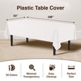 thumbnail image 2 of Exquisite White Disposable Tablecloths - Rectangle Plastic Tablecovers In Bulk 48 Pack - 54" Inch X 108" Inch, 2 of 8