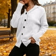 thumbnail image 5 of Hueook Sweaters for Women Sweater Sets for Women Women's V-sleeve Solid Color Long Sleeved Breasted Knitted Sweater Cardigan White M, 5 of 7