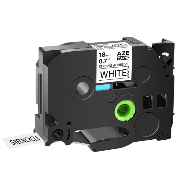 GREENCYCLE 1PK Compatible for Brother P-touch Black on White 18mm TZ TZe TZE-S241 TZ-S241 TZe-241 TZ-241 Extra Strength Laminated Label Tape