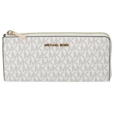 Michael Kors Jet Set Travel Signature Large 3/4 Zip Wallet VanillaMK