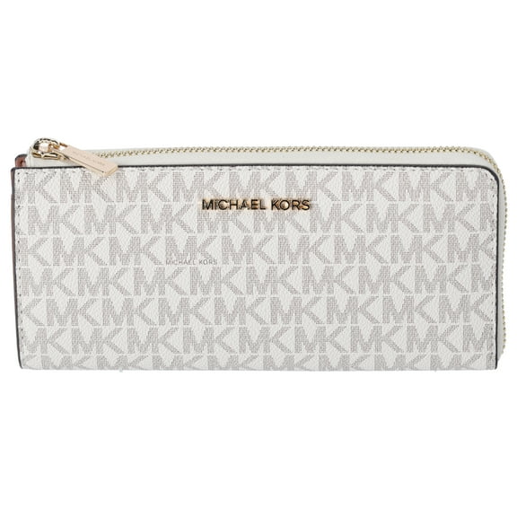 Michael Kors Jet Set Travel Signature Large 3/4 Zip Wallet VanillaMK