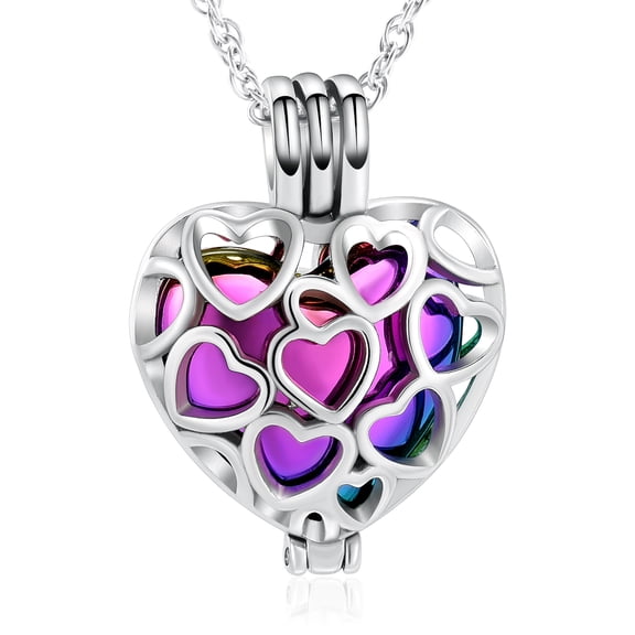 Hollow Heart Urn Necklace for Ashes - Memorial Cremation Jewelry for Ashes Heart Urn Locket for Ashes Stainless Steel Urns Pendant Keepsake Jewelry