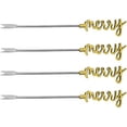thumbnail image 1 of Palais Essentials Stainless Steel Cocktail Picks - Reusable Wedding Martini Picks - Set of 4-5.25 Inches Long (Gold,"Merry"), 1 of 2
