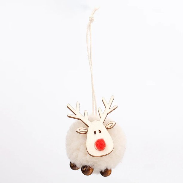Lote de colgantes de ciervo de fieltro de Navidad, árbol de Navidad, decoración de fiesta de alce de madera, adornos artesanales de ciervo lindo para el hogar