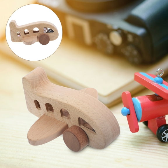 GOOHOCHY Wooden Airplane Toy with Marbles, Adorable Airplane Model Rattle for Babies and Toddlers, Safe Educational Play