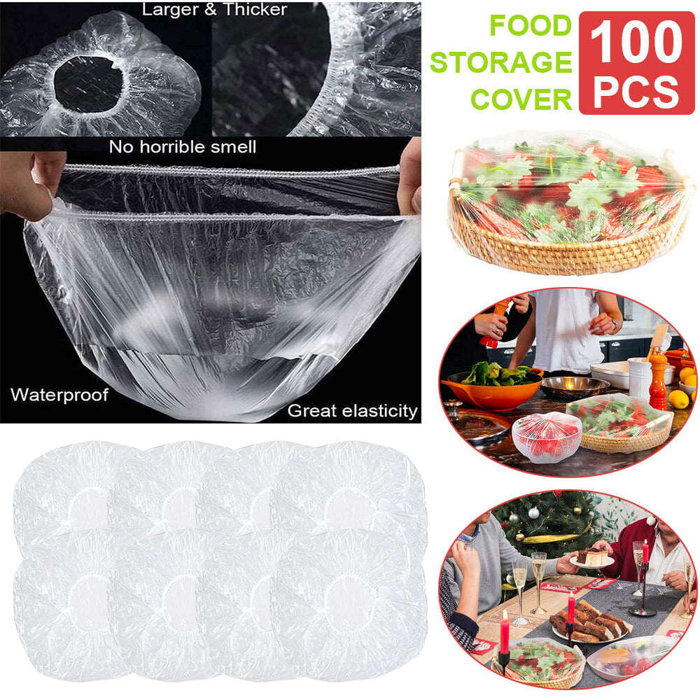 100Pcs Stretch Disposable Bowl Food Storage Wrap Cover Seal Fresh Lids PE Film