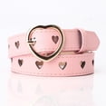 thumbnail image 2 of Waroomhouse Women Heart-shaped Belt Versatile Women Belt Women Heart-shaped Buckle Belt Heart Hollow Design Waistband Faux Leather Adjustable Length Belt Fashion, 2 of 8