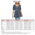 thumbnail image 4 of Camiseta de verano con cuello en V para mujer, cintura elástica, manga corta, estampado floral, dobladillo suelto, 4 of 6