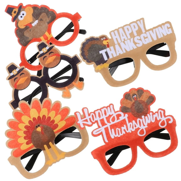 OFFIGAM 5-Pack Assorted Color Thanksgiving Eyeglasses Felt Props for Festive Party Decorations and Photo Booth Fun