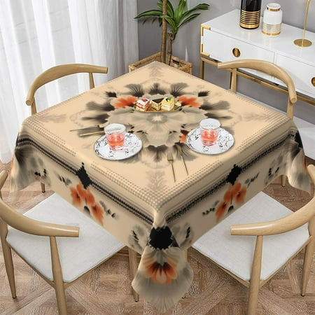 

Generic Floral Pattern Square Decorative Tablecloth White