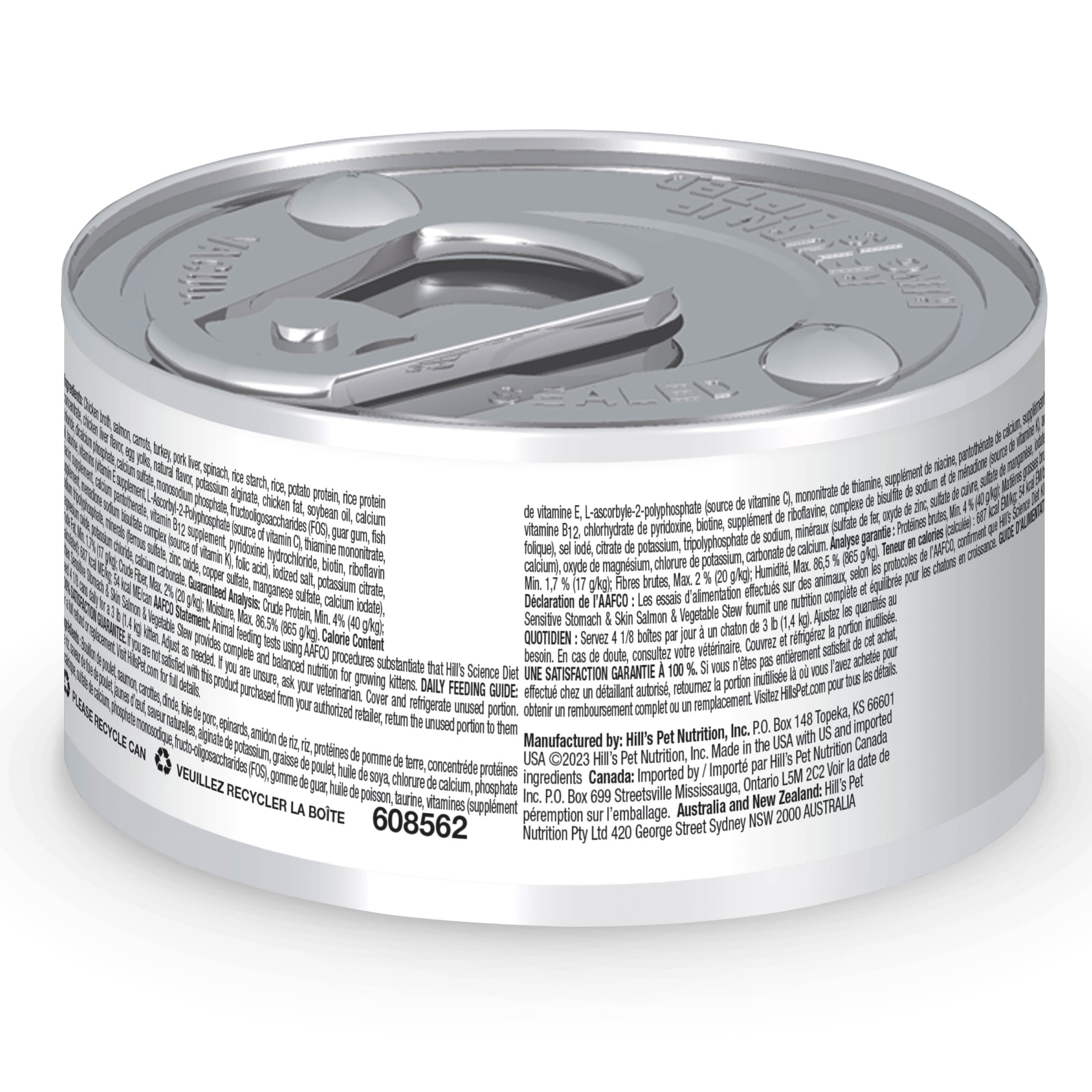 Hill's Science Diet Sensitive Stomach & Skin Can Kitten Food Salmon & Vegetable 2.8oz Can 24pk