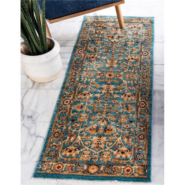 Unique Loom 3144411 2 Pi 2 Po x 9 Pi 10 Po Alcott Dorchester Runner Rug&44; Turquoise