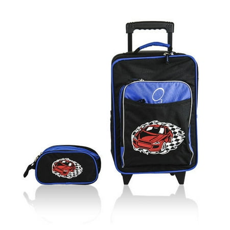 O3 Obersee Kids Racecar 2-piece Carry On Upright and Toiletry Bag Set