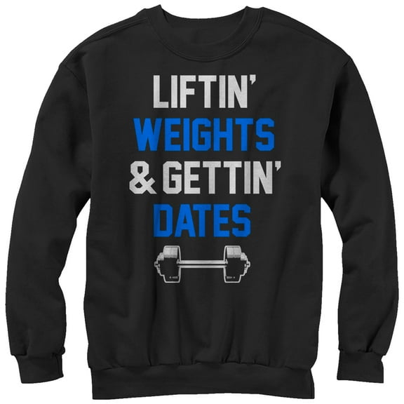 Men's CHIN UP Lifting Weights Getting Dates Sweatshirt Black Large