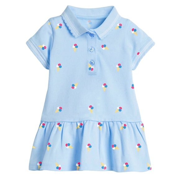 YDFCWXW Summer Short Sleeved Dress Knitted Girls Polo Skirt (Sky Blue, 100.00)