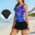 thumbnail image 4 of qolati Tankini Swimsuits Women Two Piece Bathing Suits Swimdress Ruched Twisted Beach Swimwear Solid/Floral Swim Tank Top with Mini Skirt Swim Suits Black XL, 4 of 6